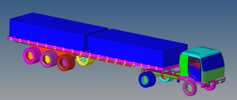 用于ls-dyna的碰撞分析的55t鞍式列车模型