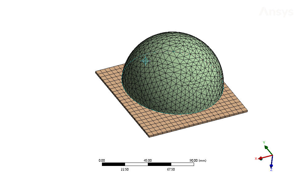 Ansys workbench 空心半球与平板热辐射分析-2022R1版本