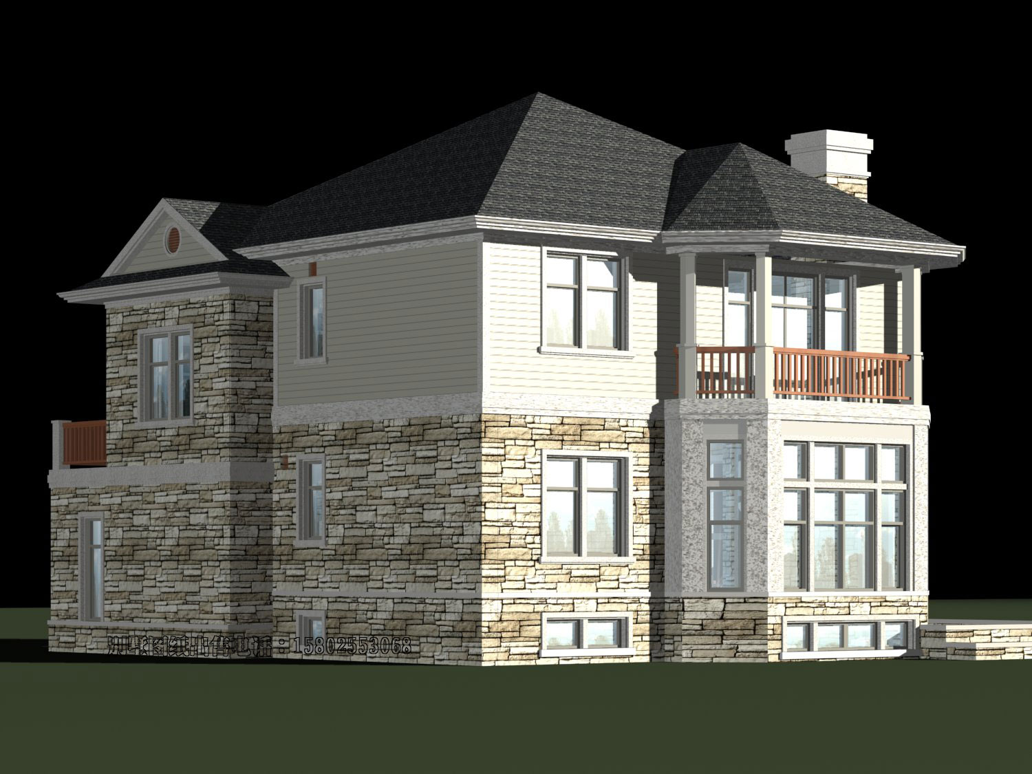 二层框架结构坡屋顶别墅建筑施工图（含效果图）免费下载 - 别墅图纸 - 土木工程网