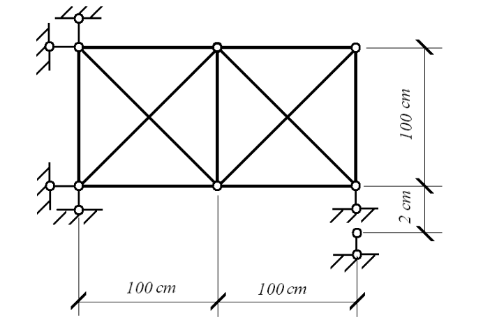 算例分享：超静定桁架发生支座沉陷的内力计算