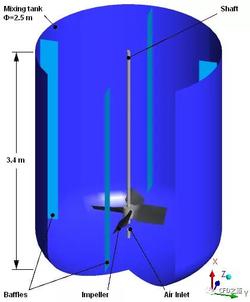 利用CFX中的多相流模型计算搅拌容器中空气与水的混合情况
