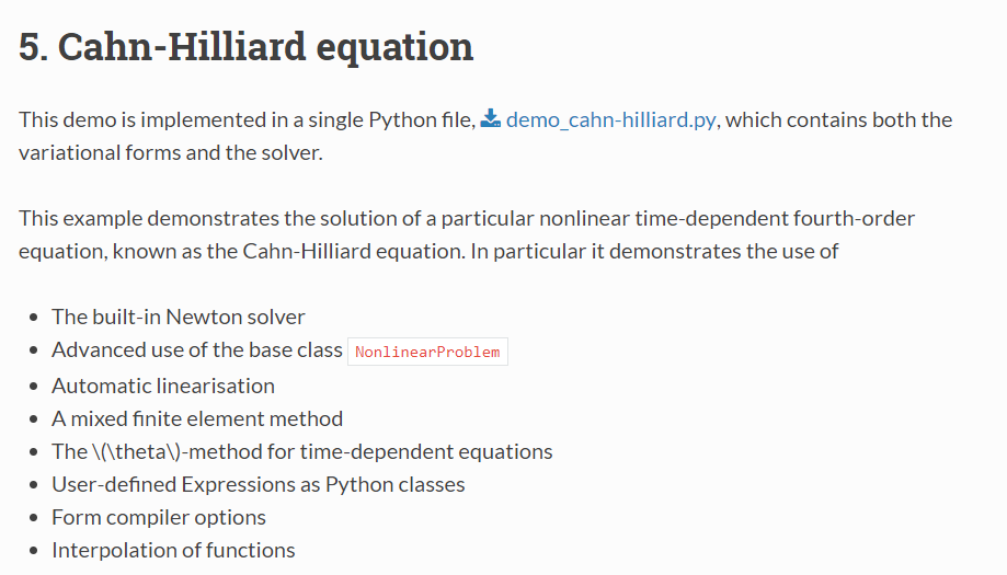 Cahn-Hilliard方程的有限元求解