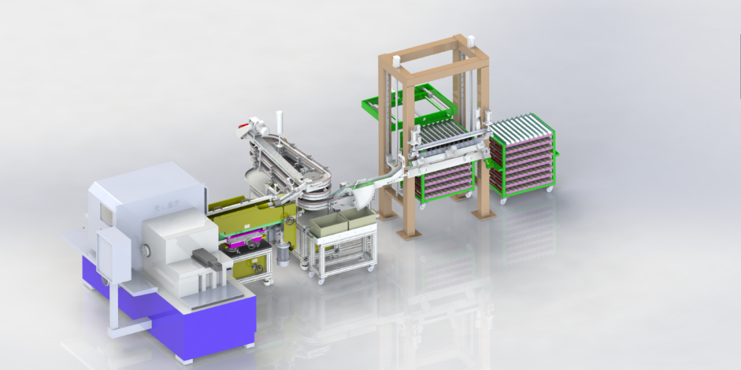 【非标数模】轴承圈加工缓存上料连线3D数模图纸 Solidworks21设计