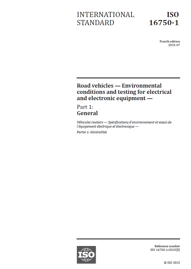 ISO 16750-1 2023 道路车辆 电气电子设备的环境条件和试验 第1部分：总则