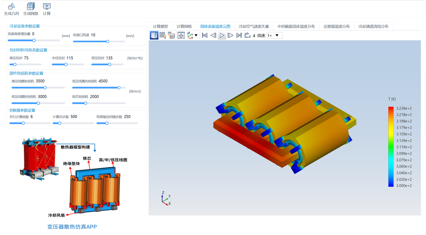 电力装备设计之——电力设备干式变压器散热仿真APP