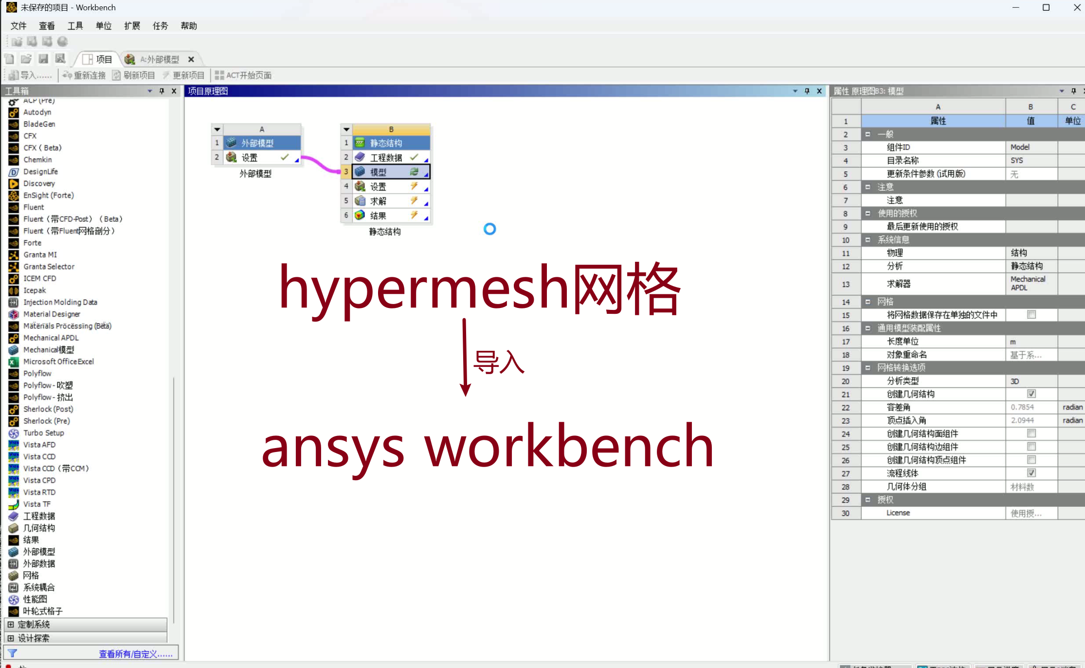 hypermesh创建网格文件（.cdb）导入workbench流程详解
