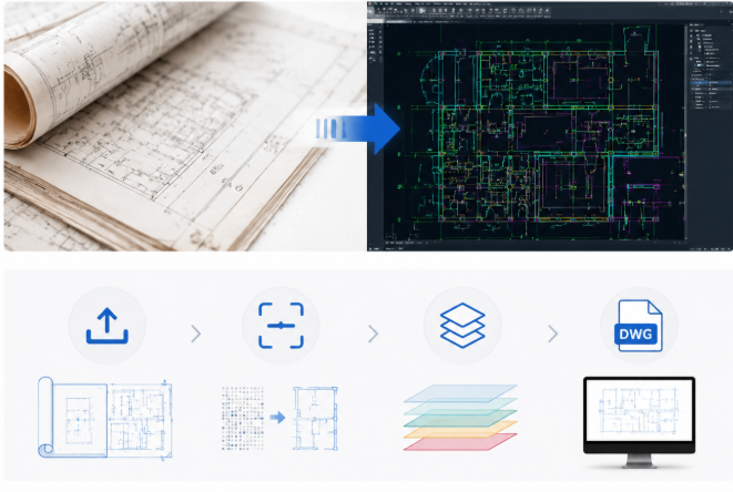 扫描图纸怎么转CAD？3种方法对比实测