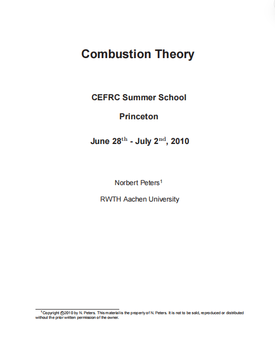 燃烧科学基础教程：从理论到工程应用（Peters_Summerschool_reference）