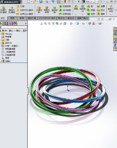 用SolidWorks一个扫描画的4根扭转圆环