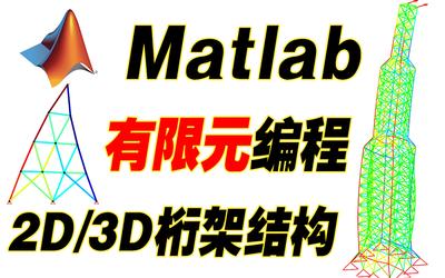 桁架结构matlab有限元编程/平面桁架/空间桁架/2D/3D桁架