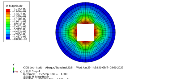ABAQUS圆形方孔铜币温度变化的应力应变分析