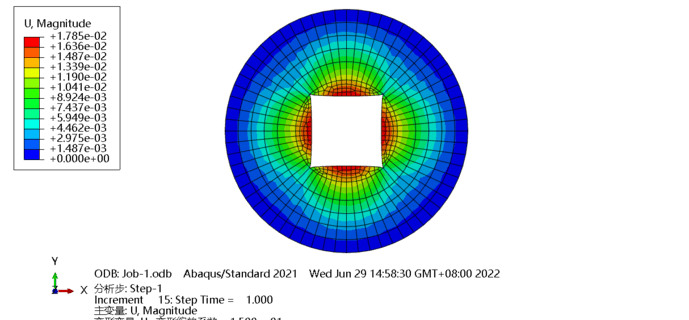 ABAQUS圆形方孔铜币温度变化的应力应变分析