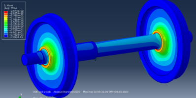 abaqus基本操作008-轨道车辆轮轴过盈装配应力及轮对曲线道岔集中力强度分析