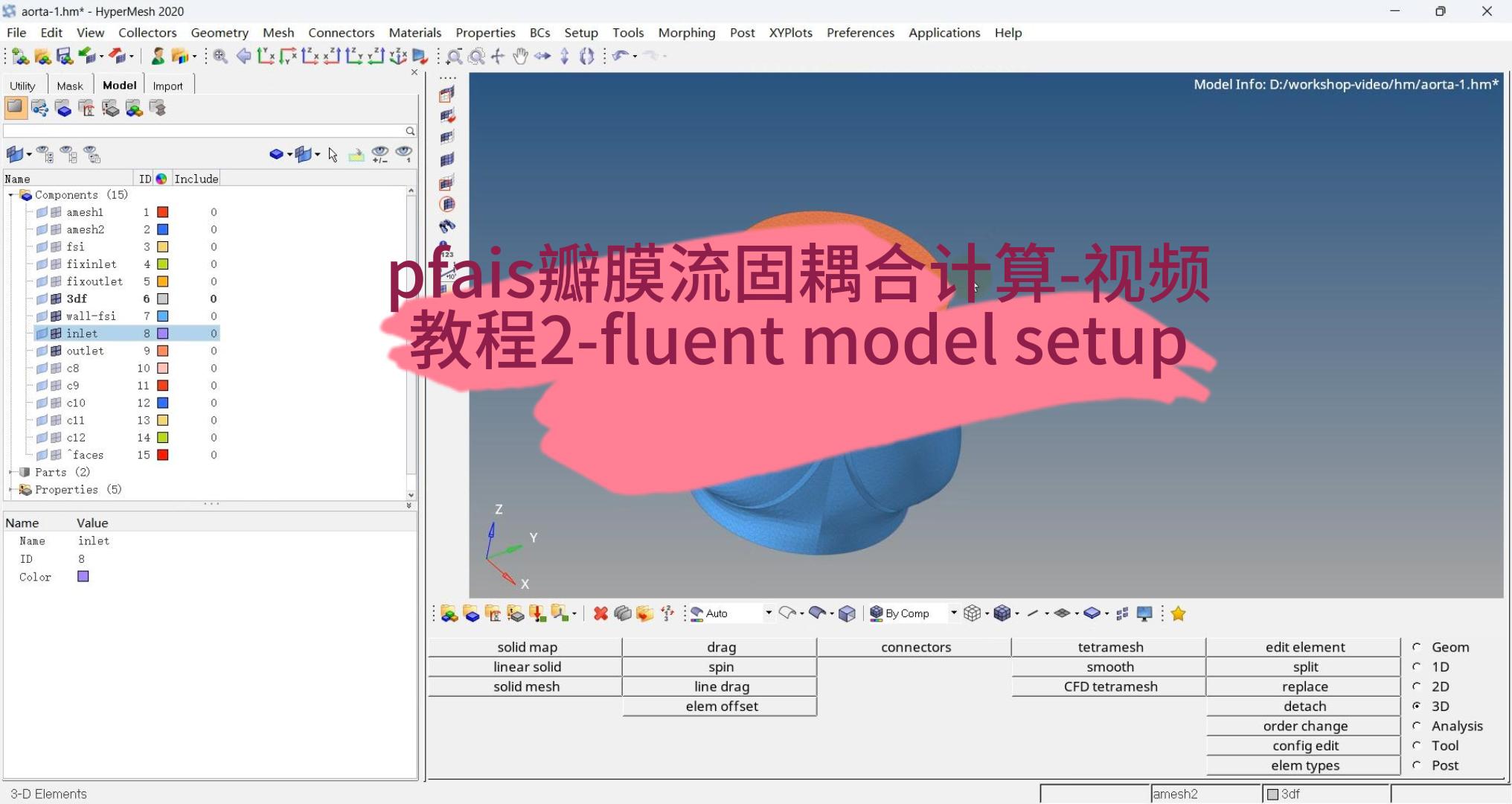 pfais瓣膜流固耦合计算-教学视频2-fluent model setup     转载