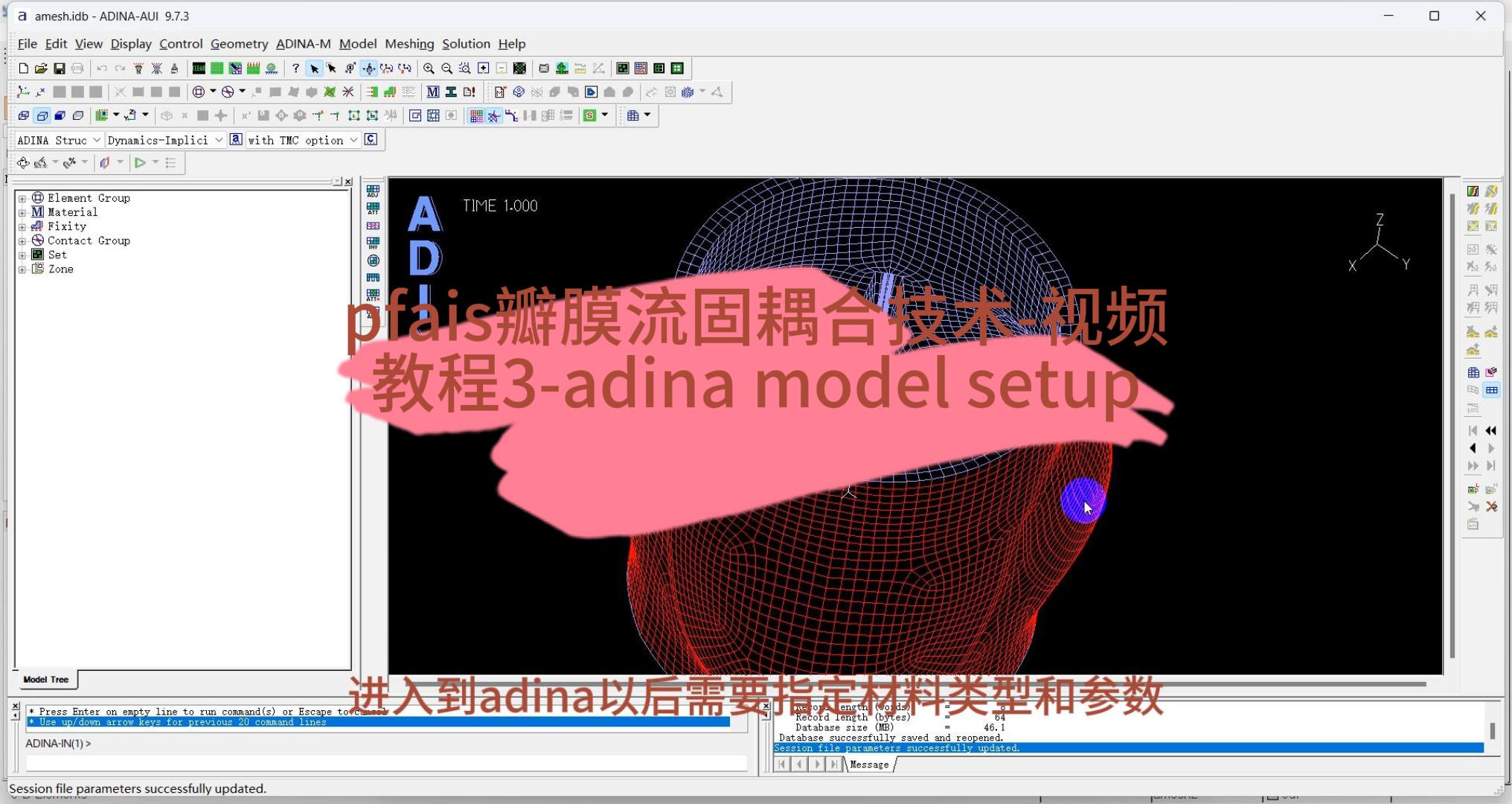 pfais瓣膜流固耦合计算-教学视频3-adina model setup   转载