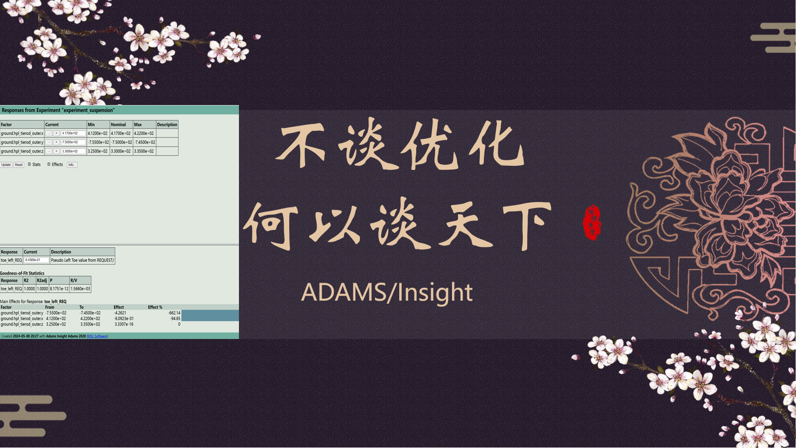ADAMS/Insight优化设计方法—后处理分析