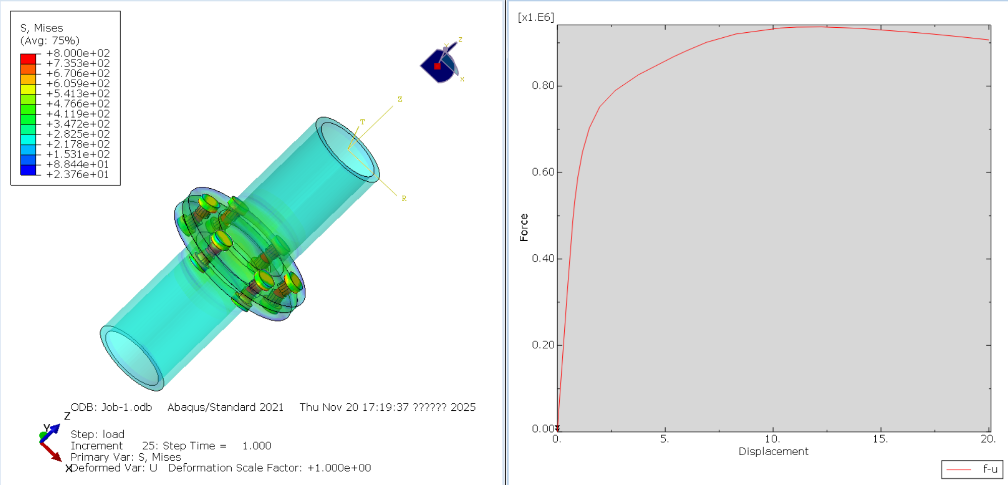 ABAQUS预紧力螺栓法兰连接受力分析