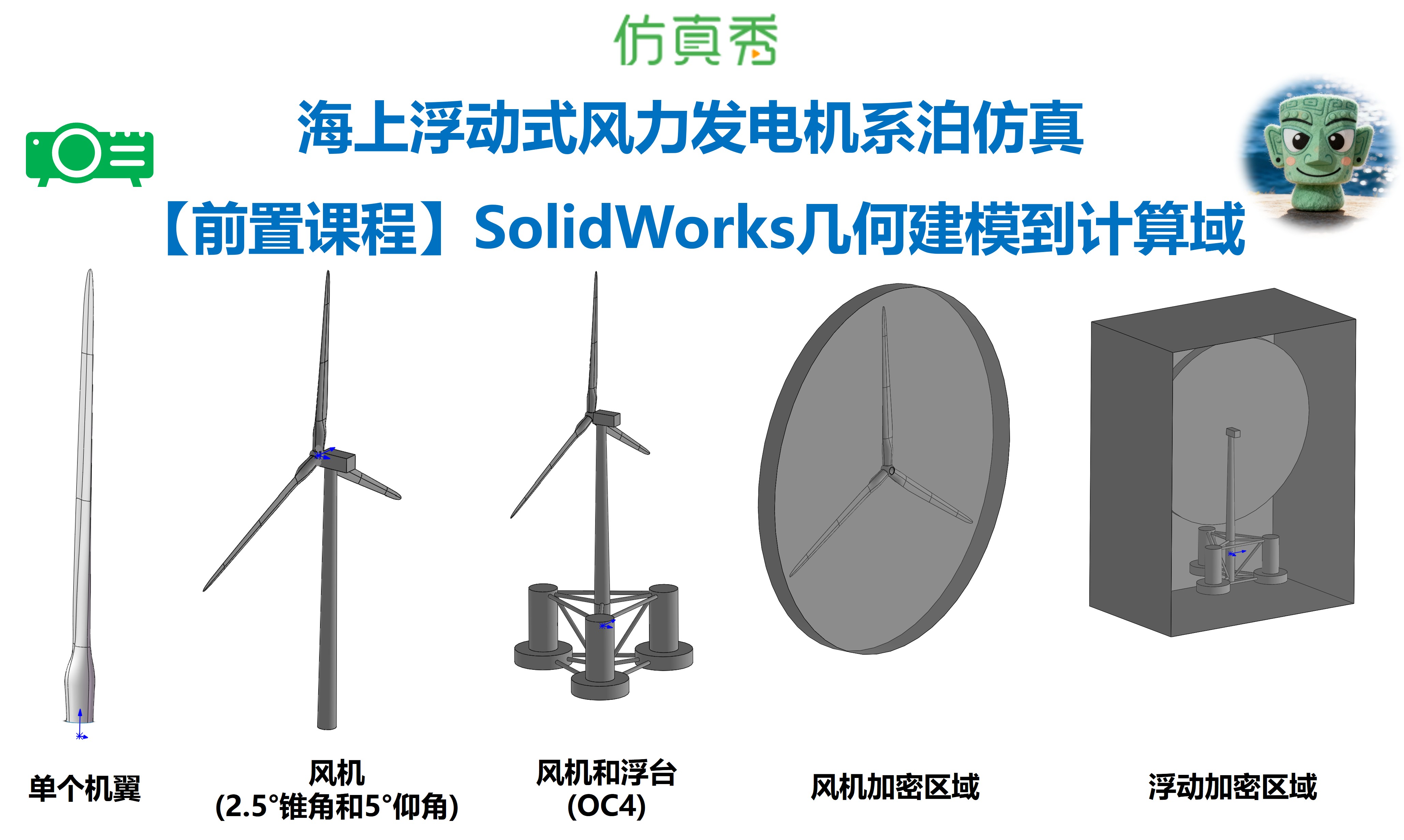 海上浮动式风力发电机系泊仿真 【前置课程】：SolidWorks几何建模到计算域