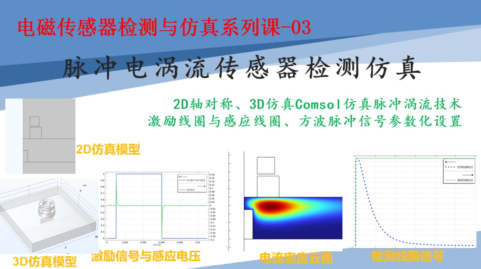 电磁检测与仿真系列课-03-Comsol脉冲电涡流传感器检测仿真 原创