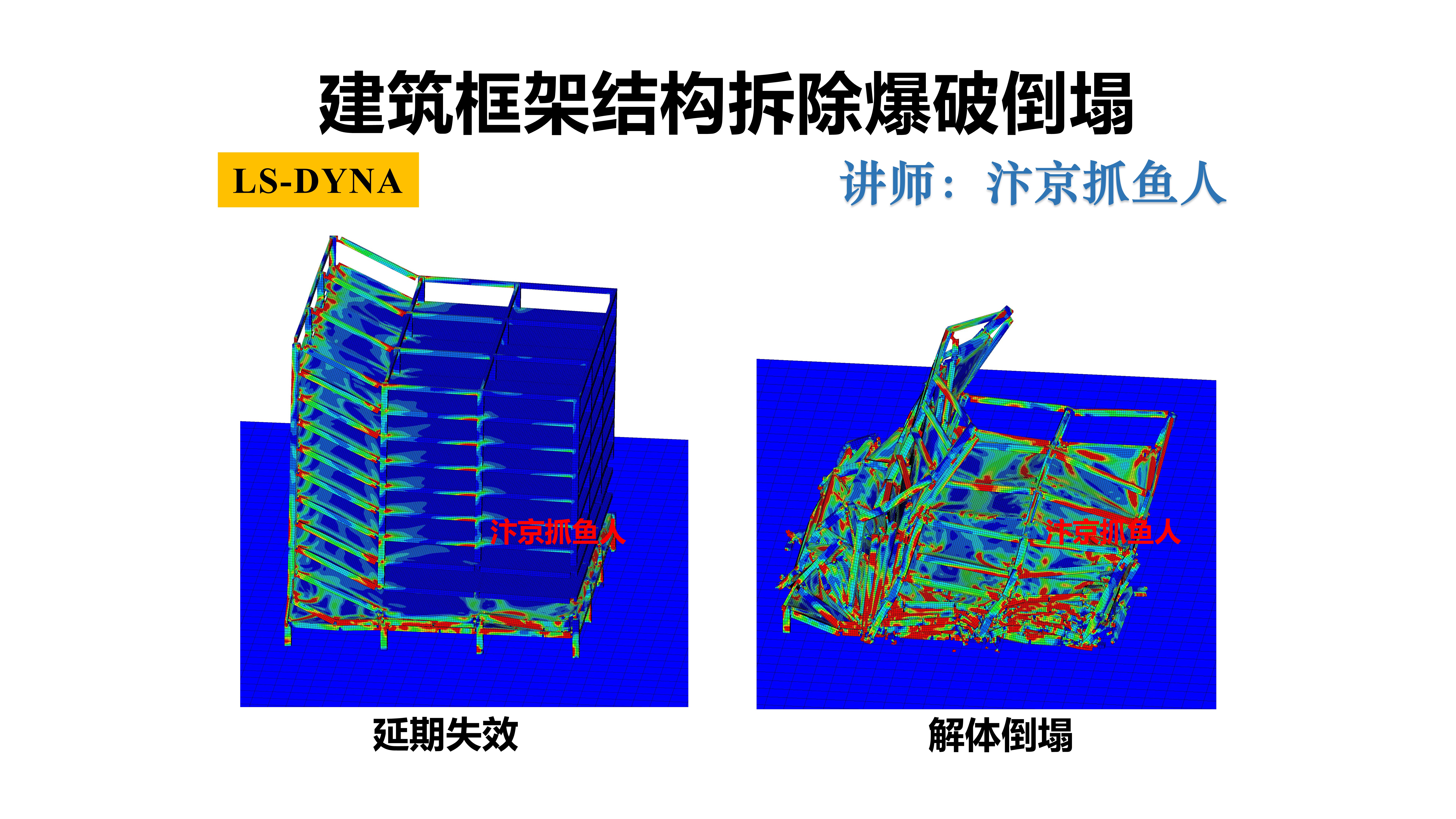 ANSYS/ls-dyna建筑结构延时拆除爆破倒塌模拟