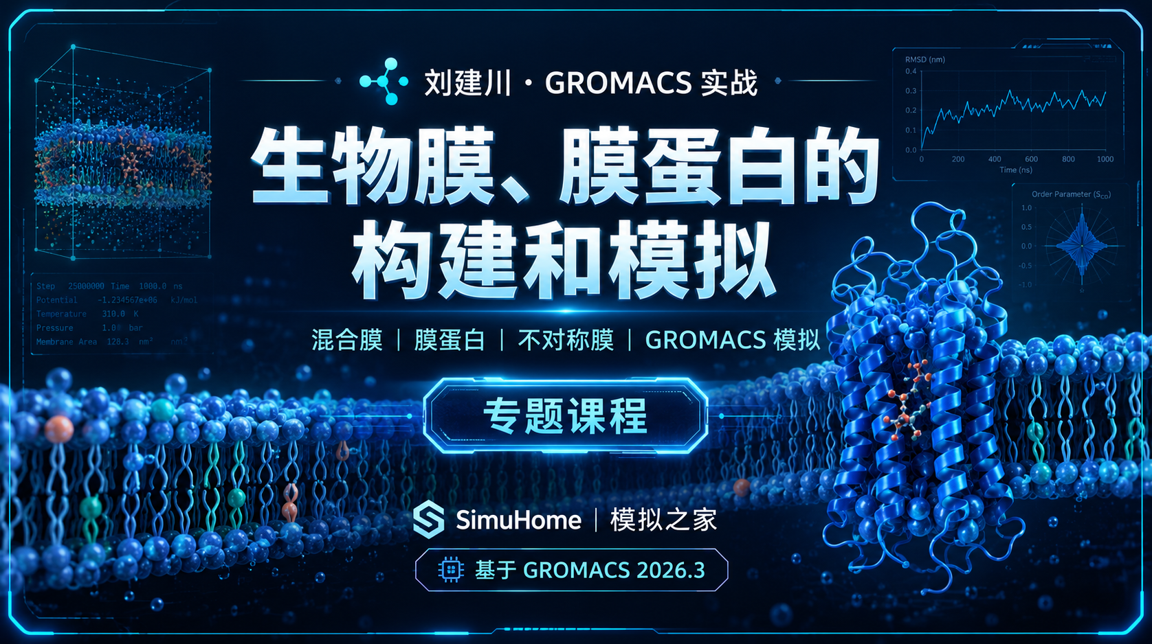 刘建川・GROMACS 实战课（专题一） | 生物膜、膜蛋白的构建和模拟