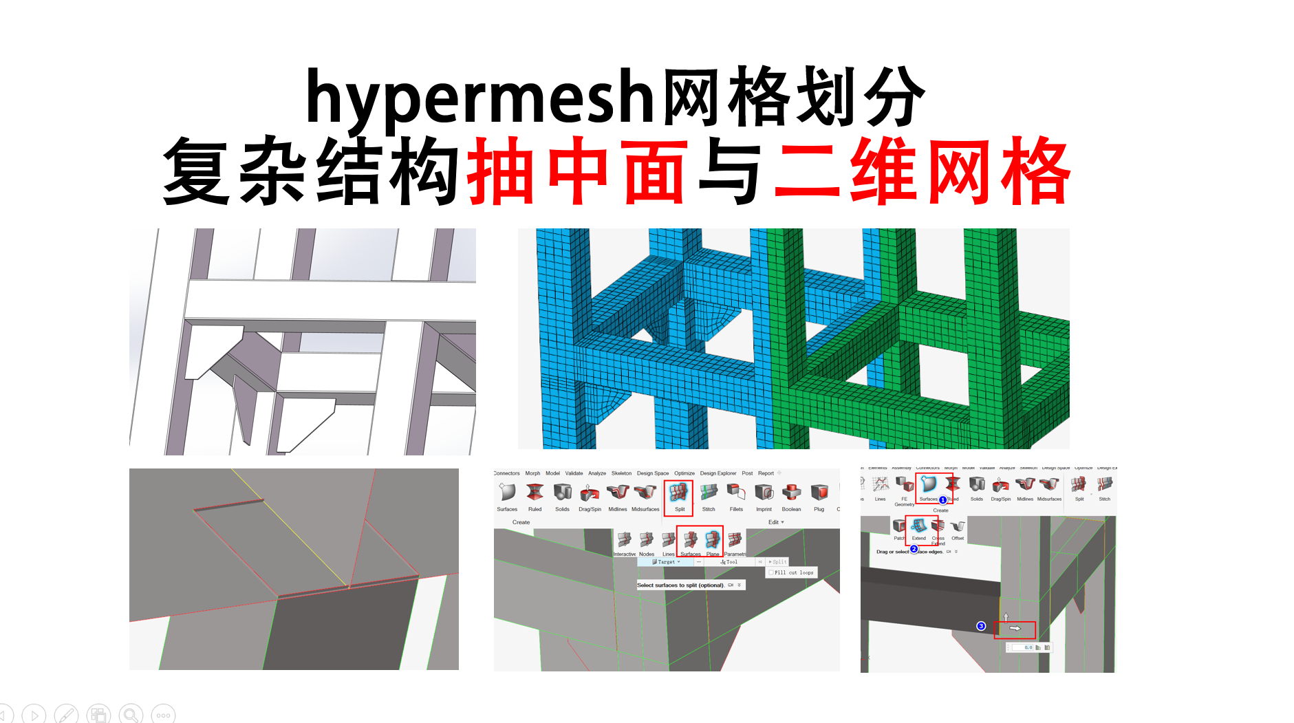 一个案例掌握Hypermesh复杂结构抽中面与二维网格划分