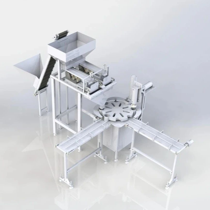 【非标数模】槽轮料斗送料结构3D图纸 STEP格式