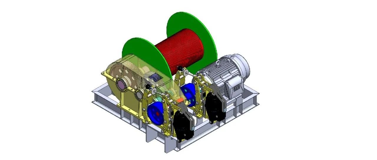 【工程机械】4吨电动绞车3D数模图纸 IGS格式