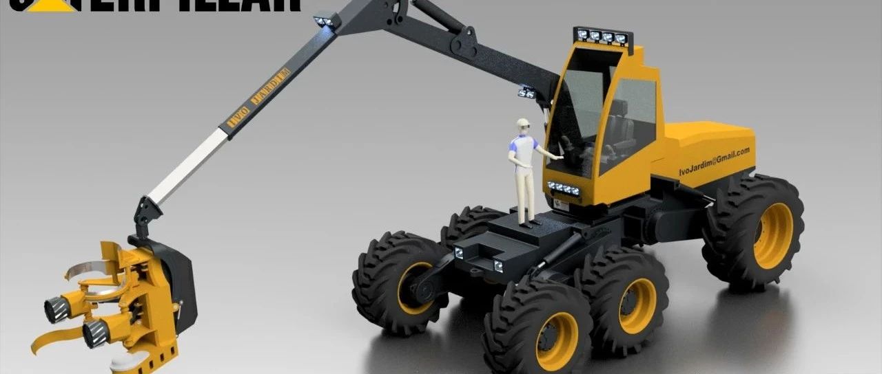 【工程机械】Caterpillar 590C Harvester伐木机3D数模图纸 x_t格式