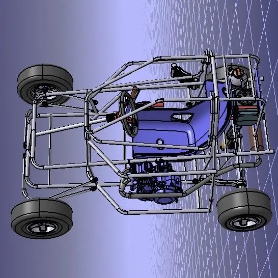 【卡丁赛车】Crosskart钢管车结构3D图纸 STP格式