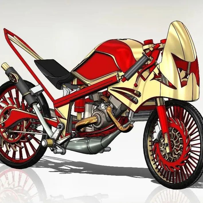 【其他车型】MOTORCYCLE DRAG NINJA摩托车造型3D图纸 x_t格式