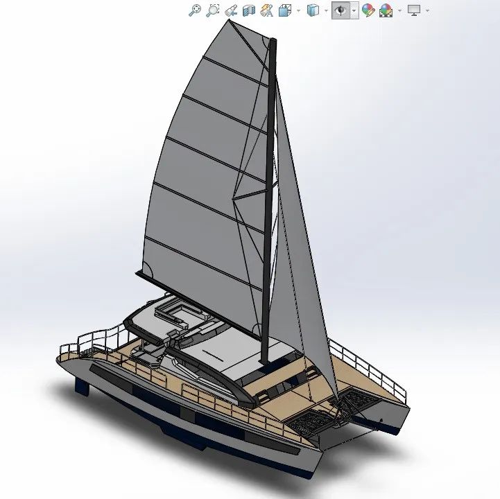 【海洋船舶】19米双体船游艇3D图纸 Solidworks设计 附STEP