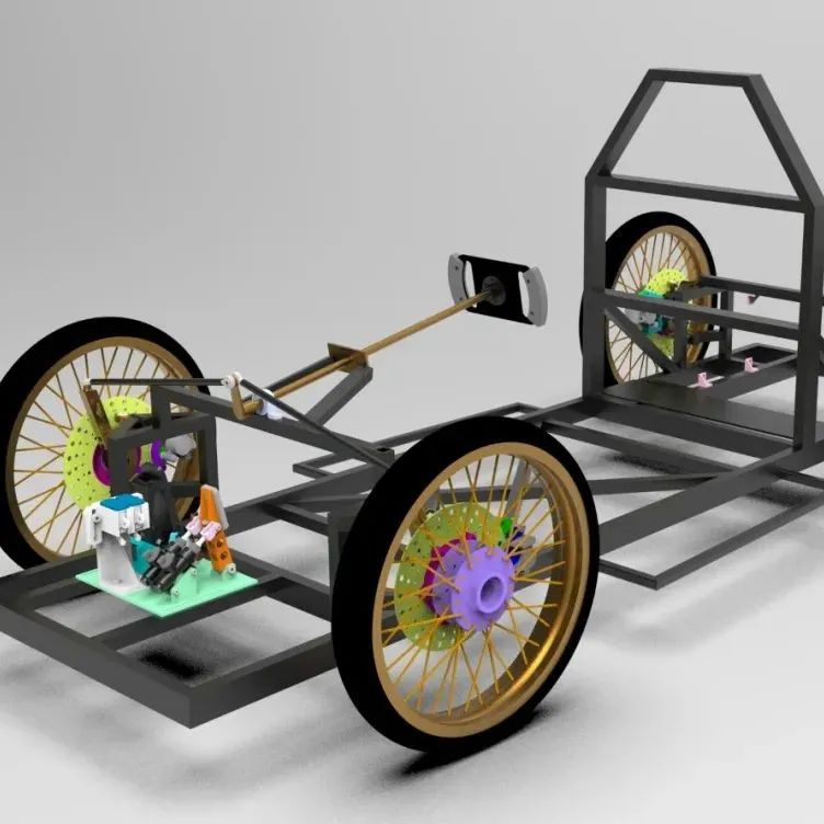 【其他车型】Shell Eco城市电动车底盘3D数模图纸 STEP格式