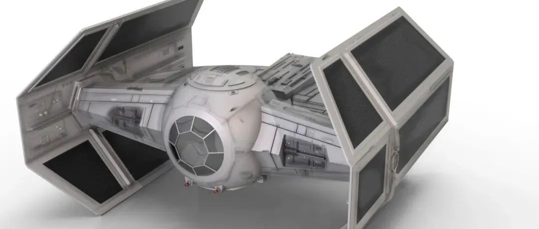 【飞行模型】星球大战黑武士领带战斗机模型3D图纸 IGS STEP格式