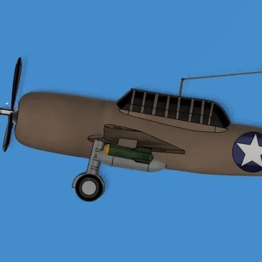 【飞行模型】Vultee A-31 Vengeance俯冲轰炸机简易模型3D图纸 STEP格式