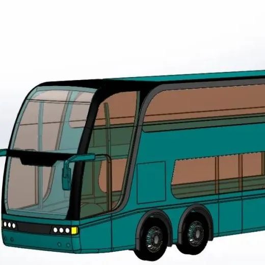 【其他车型】Double Decker Coach双层客车简易模型3D图纸 IGS STEP格式