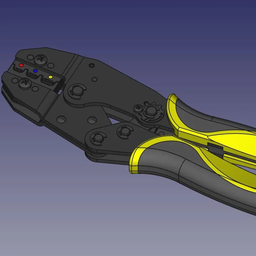 【工程机械】电线端子棘轮压线钳3D数模图纸 FCStd STEP格式