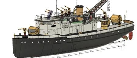 【海洋船舶】NYFD消防船模型3D图纸 STEP格式