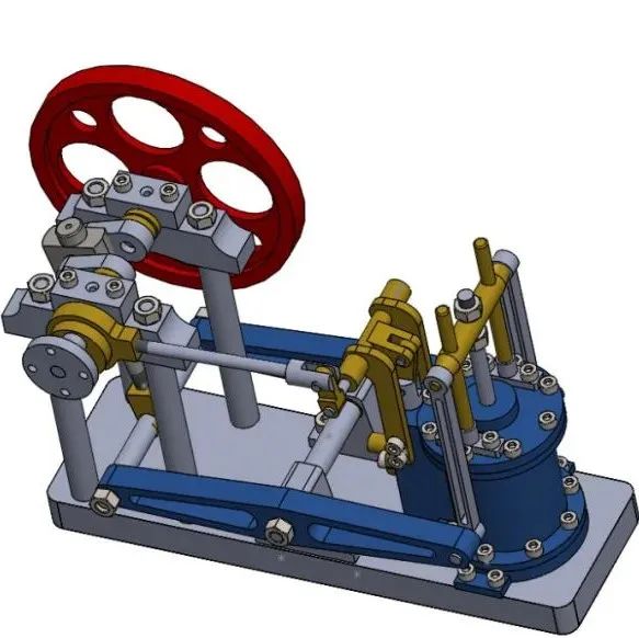 【发动机电机】单双缸侧梁蒸汽机结构3D图纸 Solidworks设计