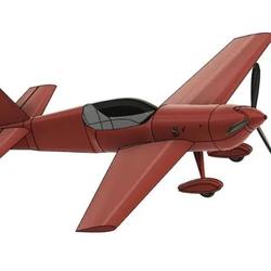 【飞行模型】EA300双座特技单翼飞机简易模型3D图纸 STEP STL格式