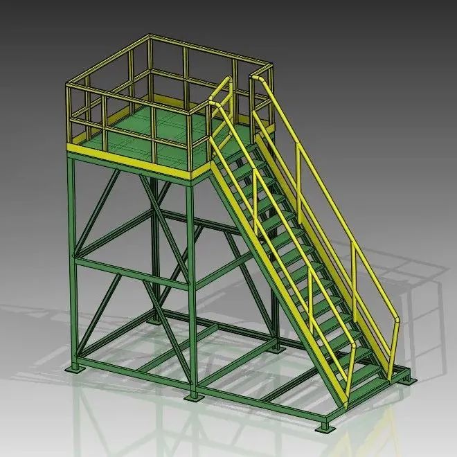 【工程机械】Security platform open钢结构安全平台3D图纸 STP格式