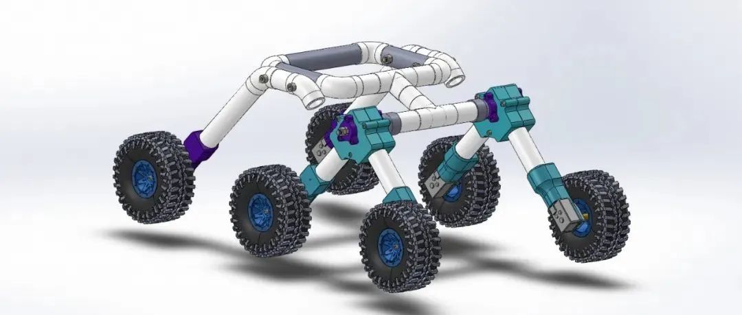 【工程机械】Unmanned ground vehicle六轮小车结构3D图纸 STEP格式