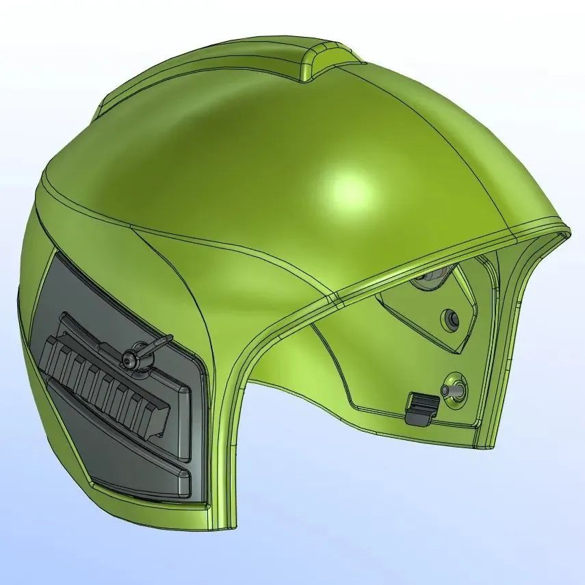 【工程机械】fireman's helmet消防员头盔3D数模图纸 x_t格式