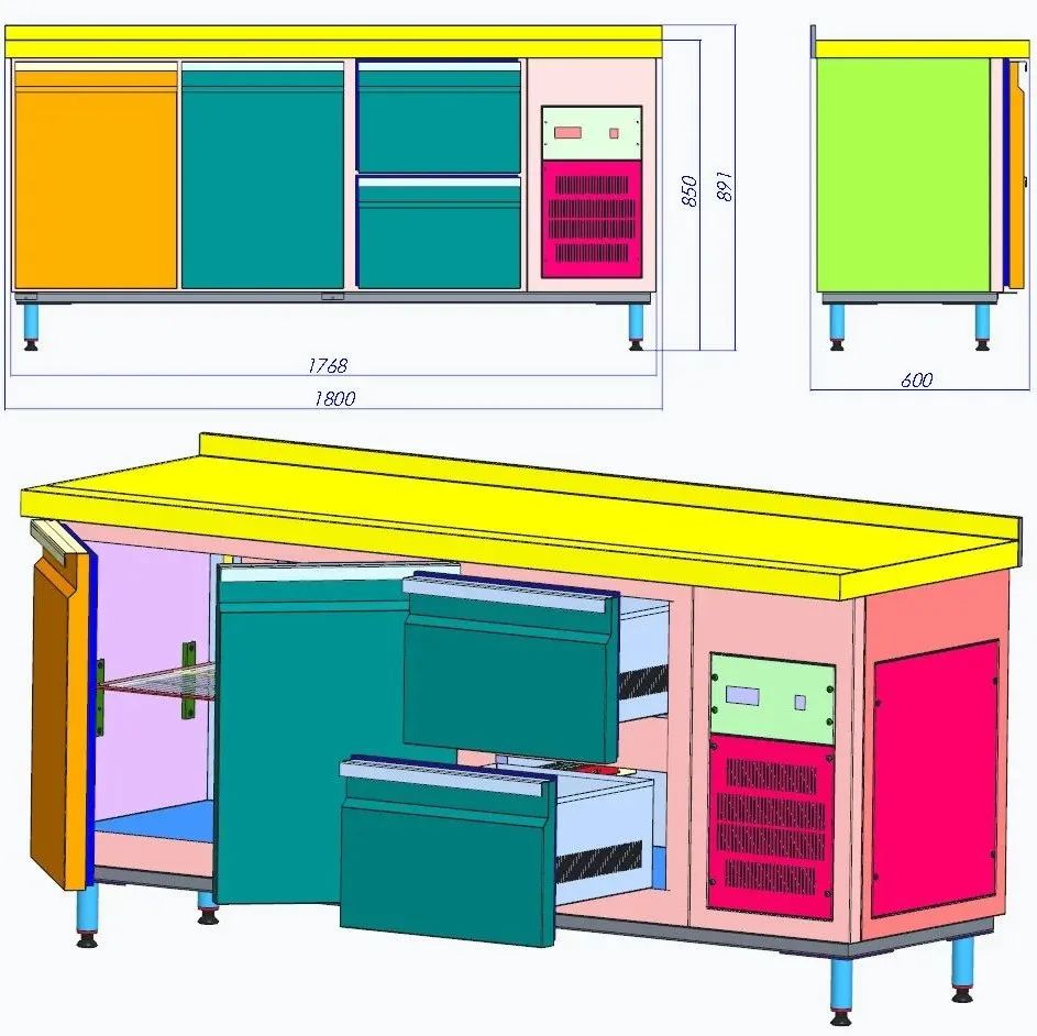 【工程机械】refrigerated冷藏柜桌3D数模图纸 STP格式
