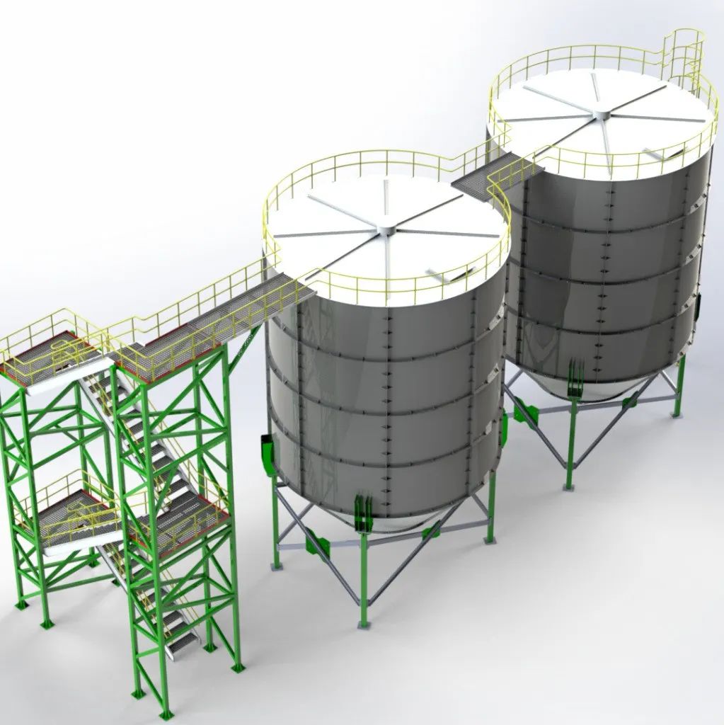【工程机械】Steel silo tank钢筒仓罐3D数模图纸 STEP格式