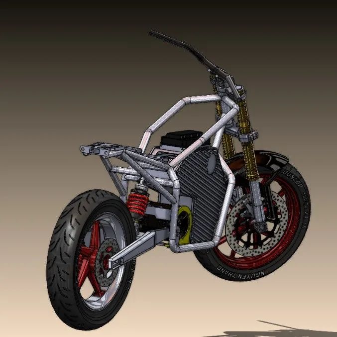 【其他车型】CB150电动摩托车结构3D图纸 STEP格式