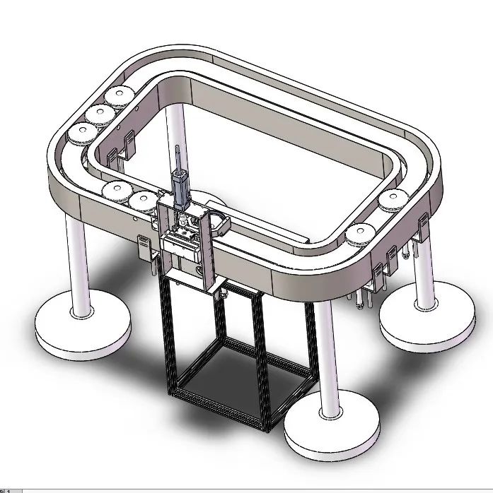 【非标数模】环行线四方环形输送线3D数模图纸 IGS格式