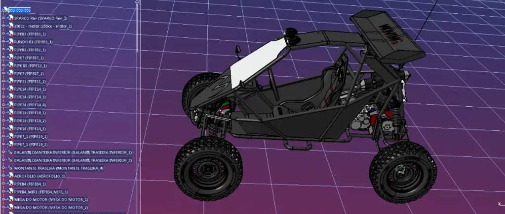 【卡丁赛车】KART CROSS 250钢管车3D数模图纸 STP格式