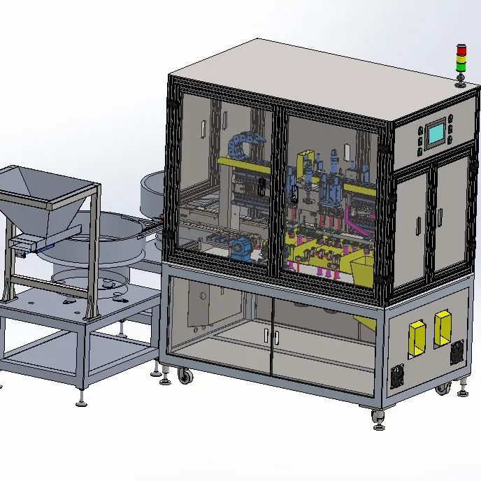 【非标数模】汽车头枕盖自动去毛刺设备3D数模图纸 Solidworks设计