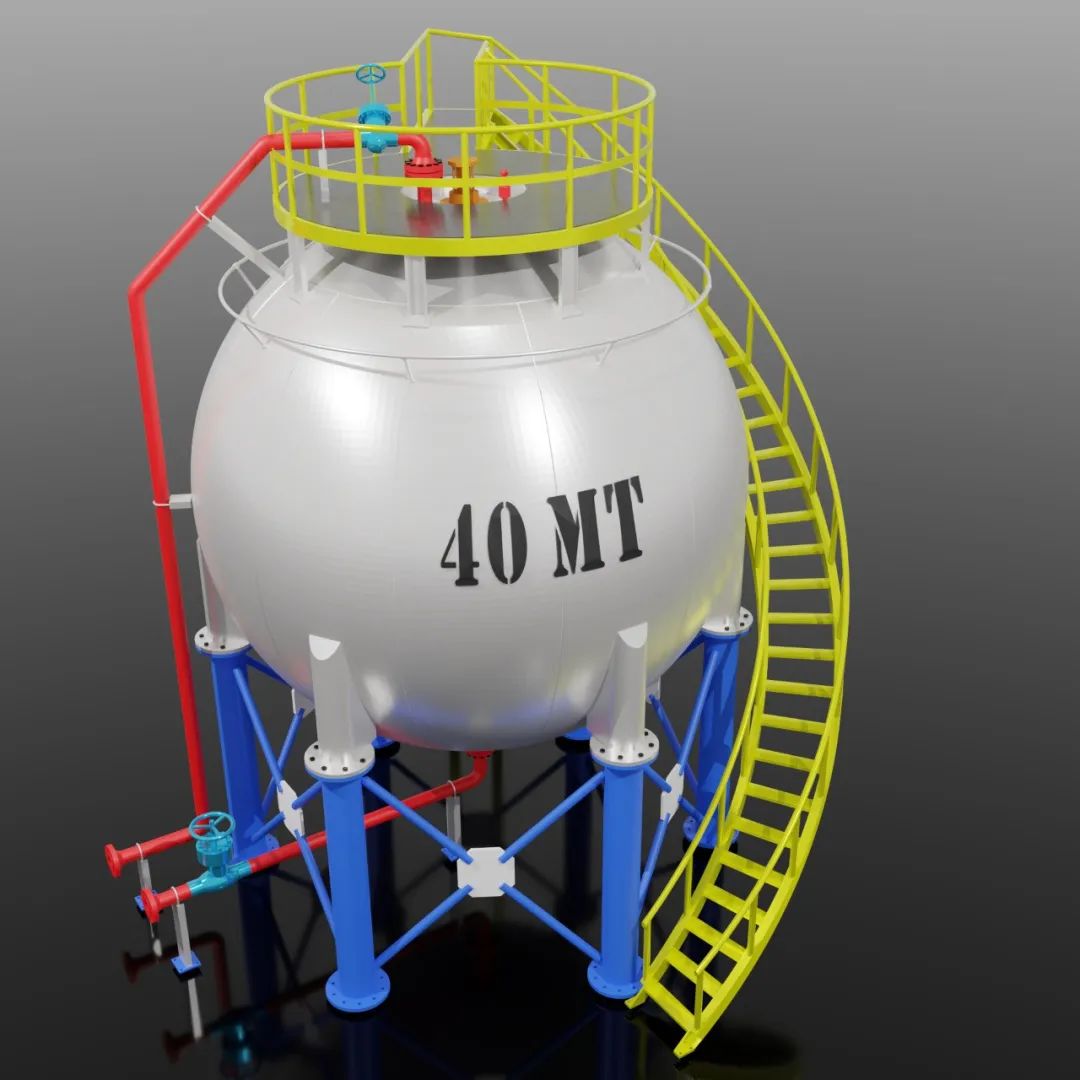 【工程机械】40公吨球形储罐3D数模图纸 IGS格式